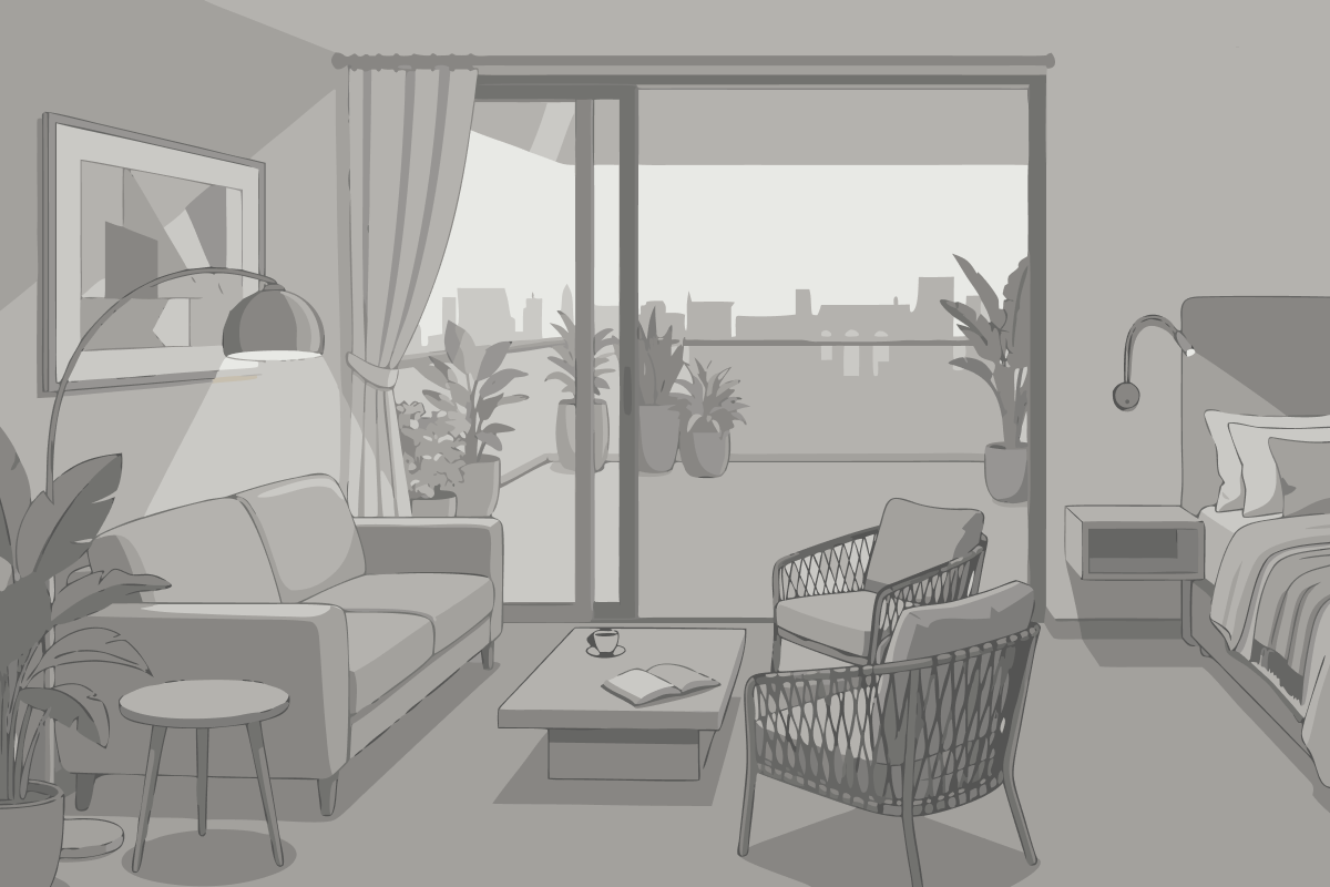Apartment mit 2 Schlafzimmern und Balkon